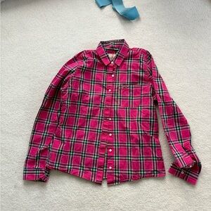 Hollister Pink and Blue Plaid Shirt